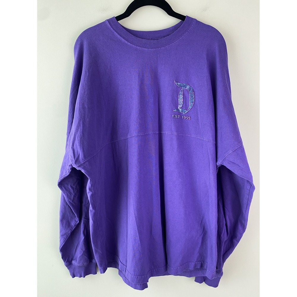 Disney Park Spirit Jersey M Purple Disneyland Resort Sparkle Puff Paint Spellout - Picture 2 of 9